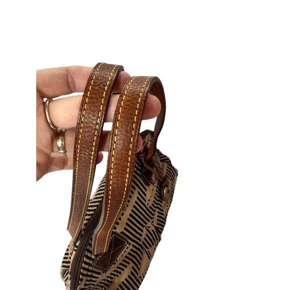 Dooney & Bourke Striped Sailboat Black Brown Tote Leather Straps Vintage - Picture 6 of 16
